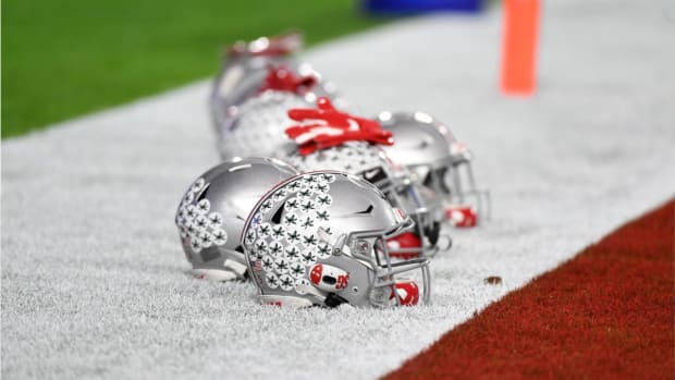 Ohio State Football helmets at Fiesta Bowl